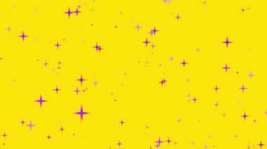 Sarı arka planda parıldayan yıldızın hareketli grafikleri. Yüksek kalite 4k görüntü 10.20.2023