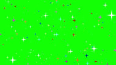 Yeşil arka planda parıldayan parıldayan yıldızın hareketli grafikleri. Yüksek kalite 4k görüntü 10.20.2023