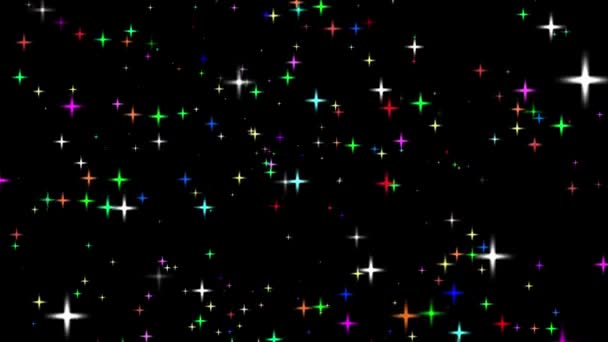 Beweging Graphics Van Twinkelende Glitter Ster Sprankelend Achter Zwarte Achtergrond — Stockvideo