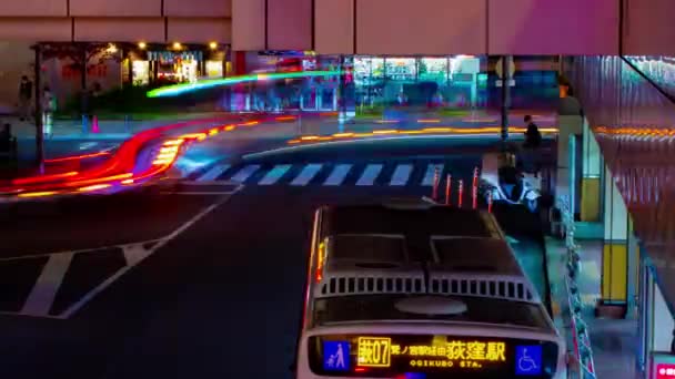 Egy Éjszakai Dugó Tokiói Buszpályaudvaron Kiváló Minőségű Felvétel Nerima Kerület — Stock videók
