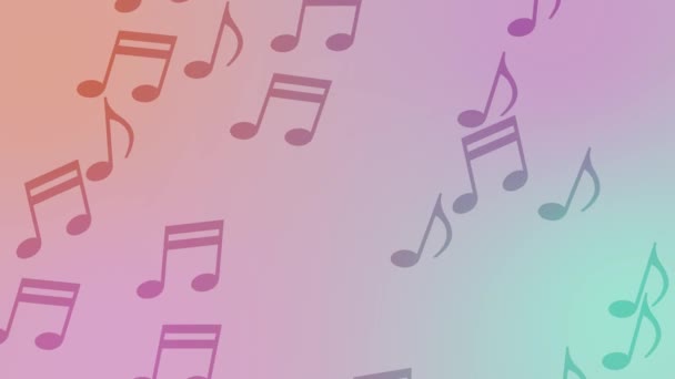 Müzik Notası Nesnesi Dahil Olmak Üzere Pastel Renkli Arkaplanın Yüksek — Stok video