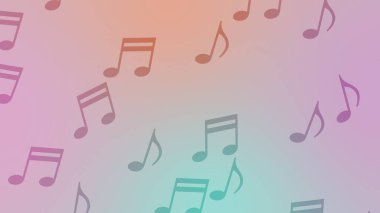 Yüksek kalite çizim. Müzik notası nesnesini içeren pastel renkli arkaplanın CG resmi