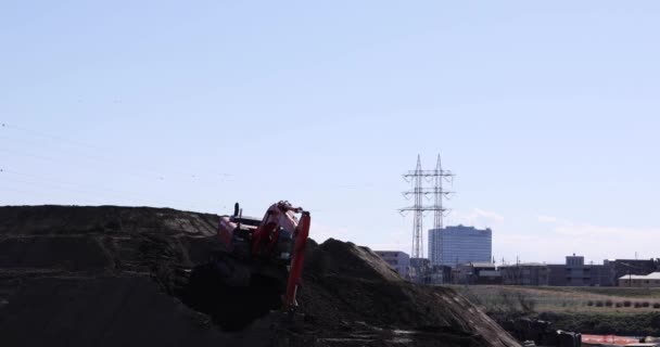 Pelle Mobile Journée Construction Tokyo Téléobjectif Tourné Images Haute Qualité — Video