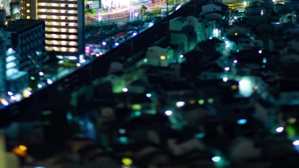 Nocny Timelapse Miniaturowego Krajobrazu Miasta Osace Pod Wysokim Kątem Wysokiej — Wideo stockowe