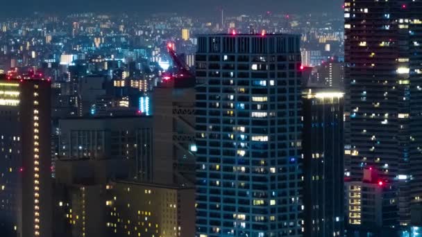 Ночной Хронометраж Светофоров Осаке Высококачественные Кадры Район Асахи Осака Япония — стоковое видео