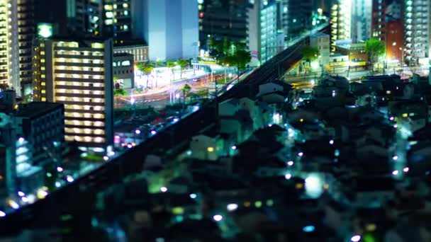 Nocny Timelapse Miniaturowego Krajobrazu Miasta Osace Pod Wysokim Kątem Wysokiej — Wideo stockowe