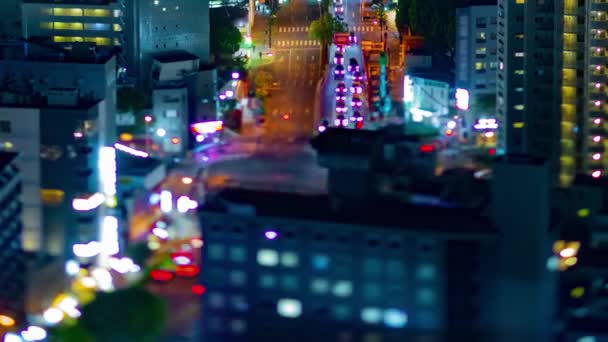 Timelapse Nocturne Embouteillage Miniature Dans Haut Angle Osaka Images Haute — Video