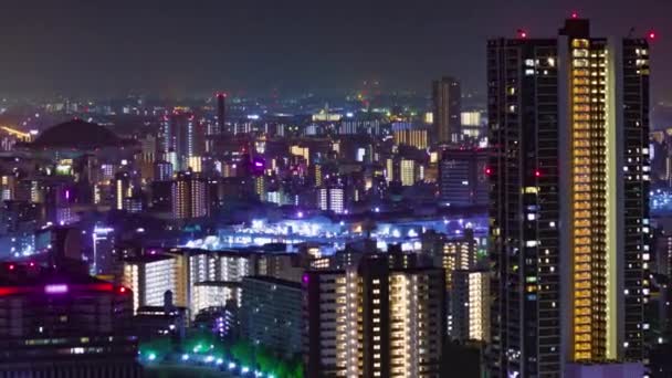 大阪的建筑灯火通明 一个夜晚过去了 高质量的4K镜头 大阪朝日区04 2023这里是大阪高原市铁路附近 — 图库视频影像