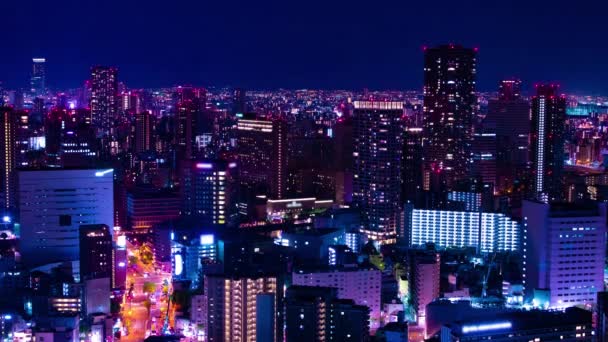 大阪高角全景城市景观的一个夜晚过去了 高质量的4K镜头 大阪朝日区04 2023这里是大阪高原市铁路附近 — 图库视频影像