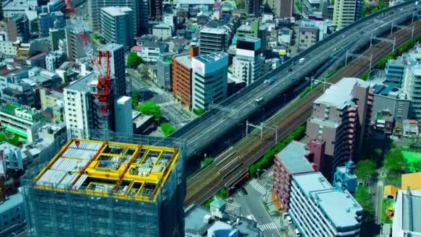 Временной Желоб Верхней Части Здания Рядом Городским Шоссе Осаке Высококачественные — стоковое видео