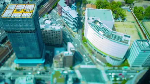 Uma Timelapse Guindaste Topo Edifício Perto Estrada Cidade Osaka Imagens — Vídeo de Stock