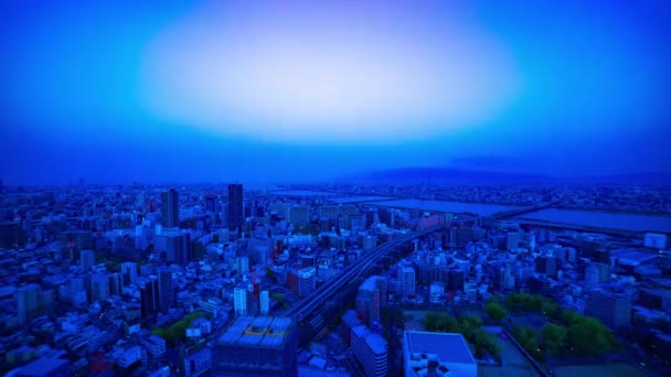 Temps Aube Paysage Urbain Panoramique Près Rivière Yodo Osaka Images — Video