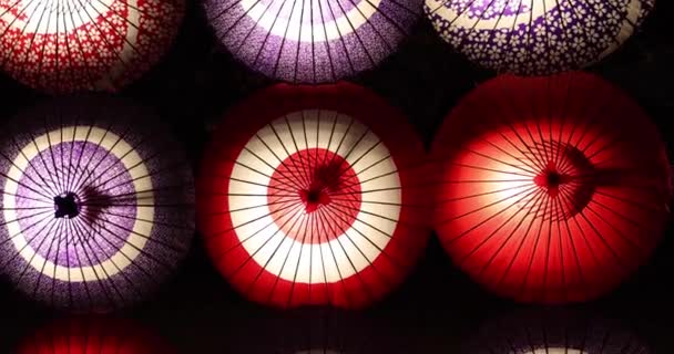 冬の夜に立川公園で照らされた傘 高品質の4K映像を公開しました 立川地区 2023 日本の傘 — ストック動画