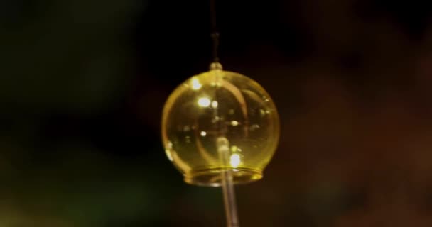 Подсвеченный Колокол Ветра Японском Саду Зимние Ночи Переносной Высококачественные Кадры — стоковое видео