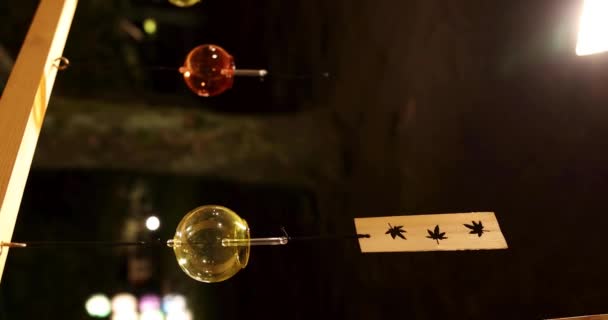 Une Cloche Vent Illuminée Jardin Japonais Pendant Les Nuits Hiver — Video
