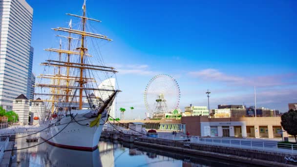 Timelapse Rouler Roue Ferris Yokohama Images Haute Qualité Yokohama District — Video