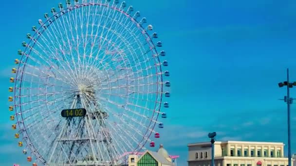 Egy Időzített Gördülő Óriáskerék Yokohamában Kiváló Minőségű Felvétel Yokohama Kerület — Stock videók