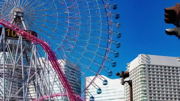 Timelapse Rolling Ferris Wheel Yokohama High Quality Footage Yokohama District — Stock Video