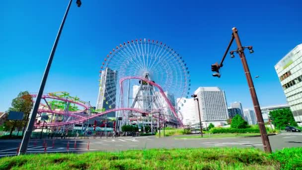 Временной График Вращения Колеса Обозрения Иокогаме Высококачественные Кадры Yokohama Район — стоковое видео