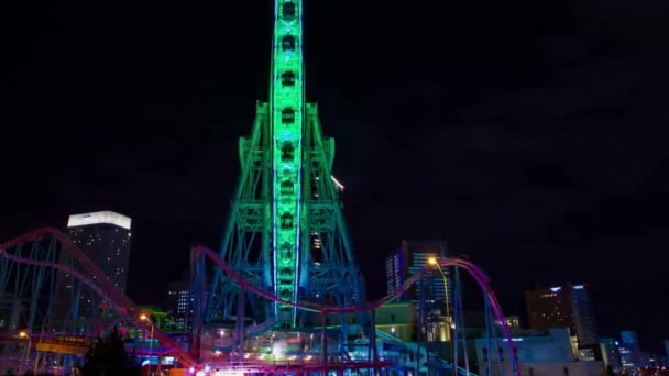 Ein Nächtliches Rollendes Riesenrad Yokohama Hochwertiges Filmmaterial Yokohama Bezirk Naka — Stockvideo