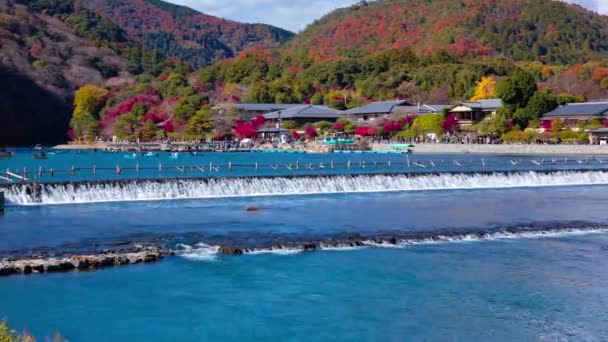 Časová Prodleva Řeky Katsuragawa Kjótu Kvalitní Záběry Kjótský Okres Ukyo — Stock video