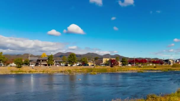 교토의 카츠라가와 구름의 고품질 Ukyo Kyoto Japan 2023 교토의 마을은 — 비디오
