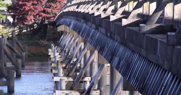 Ponte Togetsukyo Perto Rio Katsuragawa Kyoto Imagens Alta Qualidade Kyoto — Vídeo de Stock