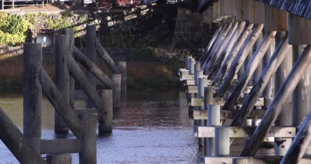 Togetsukyo Brücke Der Nähe Des Katsuragawa Flusses Kyoto Hochwertiges Filmmaterial — Stockvideo