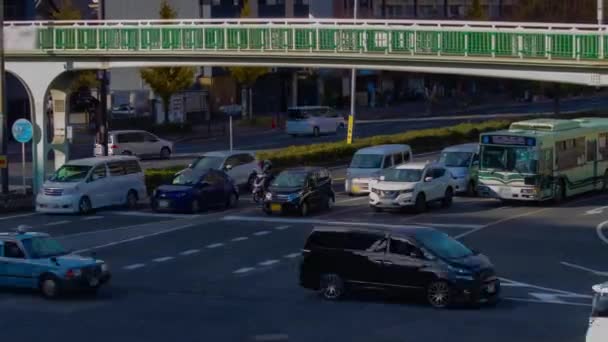 Časový Průběh Dopravní Zácpy Velké Křižovatce Kjótském Denním Světle Kvalitní — Stock video