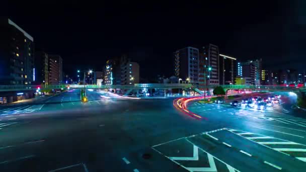 Timelapse Nocturne Embouteillage Grand Croisement Kyoto Images Haute Qualité District — Video