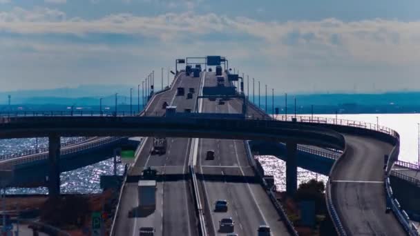 Umihotaru Nun Chiba Daki Otoparkında Trafik Sıkışıklığı Zamanı Yüksek Kalite — Stok video