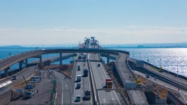 Timelapse Trafikstockning Motorvägen Vid Umihotaru Parkeringsplats Chiba Högkvalitativ Film Kisarazu — Stockvideo