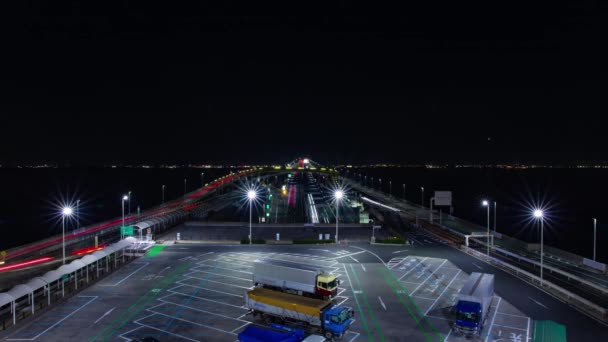 Nattlig Timelapse Trafikstockning Motorvägen Vid Tokyo Bay Area Chiba Högkvalitativ — Stockvideo