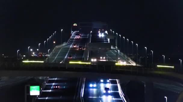 Timelapse Nocturne Embouteillage Sur Autoroute Baie Tokyo Chiba Images Haute — Video