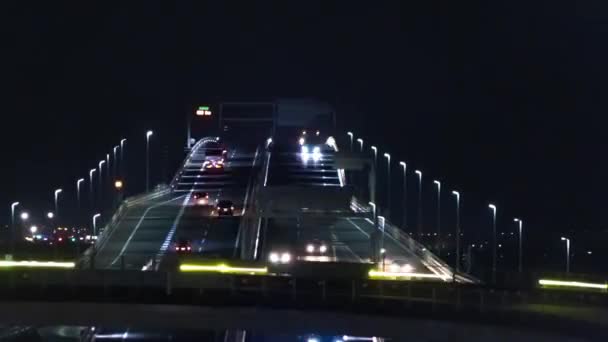 Chiba Daki Tokyo Körfezi Bölgesinde Gece Trafiği Sıkışıklığı Yüksek Kalite — Stok video