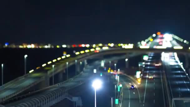 Нічний Проміжок Часу Проїзду Шосе Районі Токійської Бухти Чибі Високоякісні — стокове відео