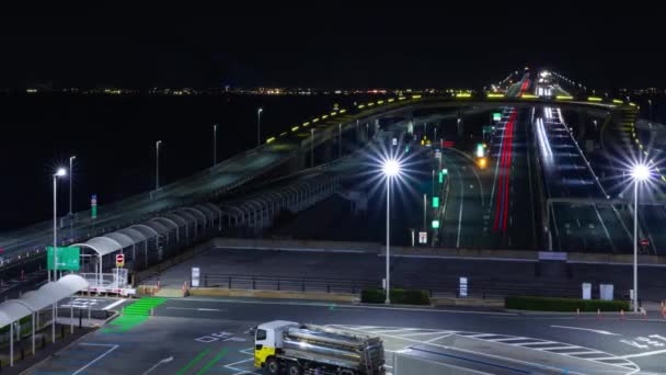 Lapso Tiempo Nocturno Atasco Tráfico Autopista Área Bahía Tokio Chiba — Vídeos de Stock