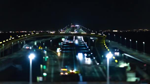千葉の東京湾エリアの高速道路の交通渋滞の夜景 高品質の4K映像を公開しました 千葉県千葉県は千葉県のUmihotaru Paと呼ばれるハイウェイパーキングです — ストック動画