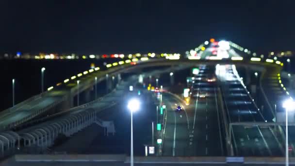 Uma Cronologia Noturna Engarrafamentos Rodovia Área Baía Tóquio Chiba Imagens — Vídeo de Stock