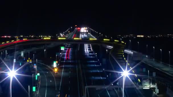 Uma Cronologia Noturna Engarrafamentos Rodovia Área Baía Tóquio Chiba Imagens — Vídeo de Stock