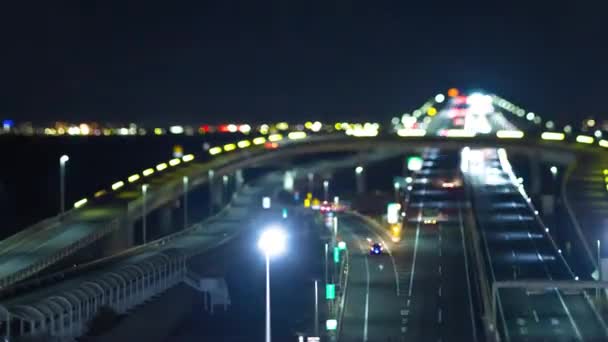 Timelapse Nocturne Embouteillage Sur Autoroute Baie Tokyo Chiba Images Haute — Video