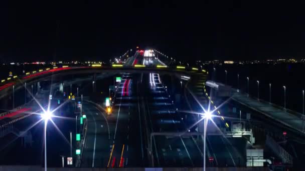 Lapso Tiempo Nocturno Atasco Tráfico Autopista Área Bahía Tokio Chiba — Vídeos de Stock