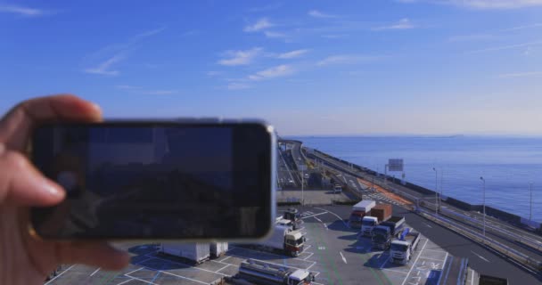 Ingorgo Sull Autostrada Nella Zona Della Baia Tokyo Chiba Filmati — Video Stock