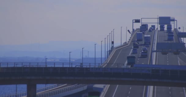 Atasco Tráfico Autopista Bahía Tokio Chiba Imágenes Alta Calidad Kisarazu — Vídeo de stock