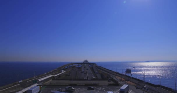 Trafikstockning Motorvägen Vid Tokyo Bay Area Chiba Högkvalitativ Film Kisarazu — Stockvideo