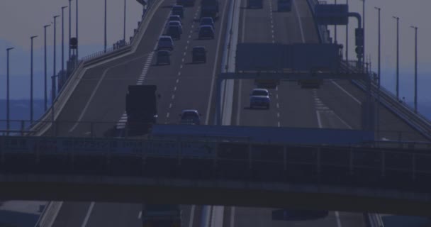 Ein Stau Auf Der Autobahn Der Bucht Von Tokio Chiba — Stockvideo