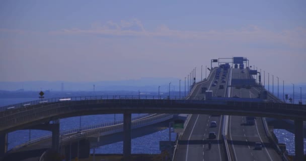 千葉の東京湾エリアの高速道路の渋滞 高品質の4K映像を公開しました 千葉県千葉県は 千葉県のUmihotaru Paと呼ばれるハイウェイパーキングです — ストック動画