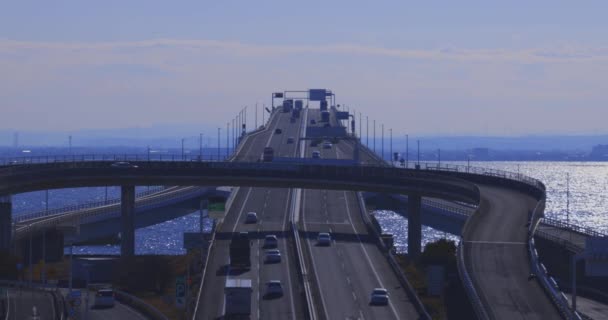 Chiba Daki Tokyo Körfezi Bölgesinde Bir Trafik Sıkışıklığı Yüksek Kalite — Stok video