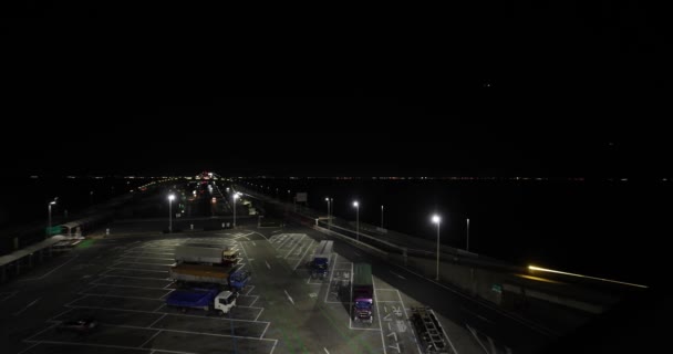 Atasco Tráfico Nocturno Autopista Del Área Bahía Tokio Chiba Imágenes — Vídeos de Stock