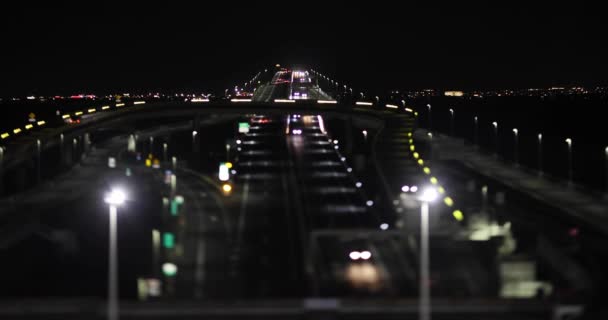 Ein Nächtlicher Stau Auf Der Autobahn Der Bucht Von Tokio — Stockvideo
